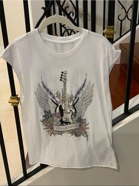 Zadig & Voltaire White Graphic Guitar Wing Tee